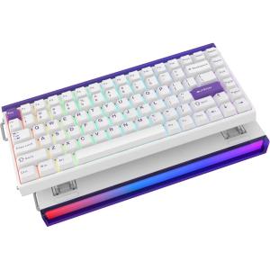 imageEPOMAKER Aula Hero84 HE Wired Hall Effect Keyboard with RGB Lightbox 001mm Adjustable Actuation 8KHz Polling 0125ms Latency Snap Key SOCD Magnetic Gaming Keyboard White TopographicWhitePurple