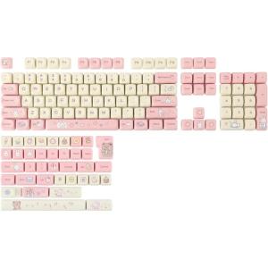 imageEPOMAKER Cream Bunny PBT Keycaps Set MOA Profile 141 Keys Dye Sublimation Keycaps for Mechanical Gaming Keyboard Compatible with ANSIISO Layout Cherry MX SwitchCream Bunny