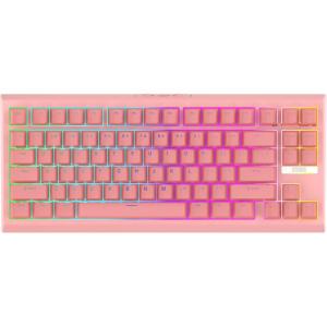 imageEPOMAKER G84 80 RGB Gaming Mechanical Keyboard 24GHz TypeCBT Wireless Keyboard QMKVIA Programmable HotSwappable NKRO with Shine Through PBT Keycaps for Gamers Black Clear SwitchPink