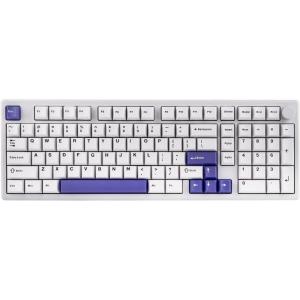 imageEPOMAKER Galaxy100 QMKVIA Wireless Mechanical Keyboard with 8000mAh Battery and Numpad CNC Aluminum Full Size Gaming Keyboard USBCBT5024Ghz White Purple Marble White SwitchWhite Purple
