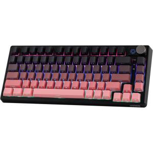 imageEPOMAKER HE75 Wireless Mechanical Keyboard with Metal Knob 4000mAh Battery HotSwappable Gasket Gaming Keyboard with RGB Backlight for MacWin Black PinkBlack Pink