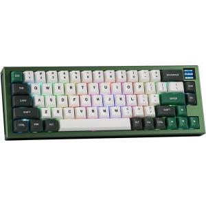 imageEPOMAKER MS68 Wireless Gaming Keyboard with 085 Screen CNC Aluminum Alloy Mechanical Keyboard Bluetooth 5024ghzWired Hot Swappable Green Sea Salt Silent Switch