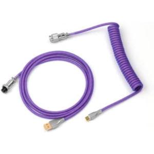 imageEPOMAKER Mix 18m Coiled Keyboard Cable USB C to USB A TPU Cable for Mechanical Gaming Keyboard with Detachable Metal Aviator for Custom Keyboard WhitePurple