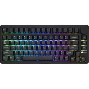 imageEPOMAKER QK81 75 Wireless Mechanical Gaming Keyboard QMKVIA Programmable and HotSwappable 81 Keys with Metal Knob 24GhzBTUSB Creamy GasketMount RGB Backlight Black Wisteria SwitchBlack