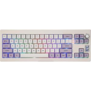 imageEPOMAKER ShadowX Gasket Mechanical Keyboard with Screen Hot Swappable 3 Modes 24ghzBluetoothUSBC Wired Wireless Gaming Keyboard Poron Foam Silicon Pad White Purple Wisteria Linear Switch