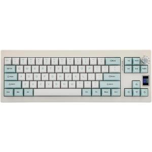 imageEPOMAKER ShadowX Gasket Mechanical Keyboard with Screen Hot Swappable 3 Modes 24ghzBluetoothUSBC Wired Wireless Gaming Keyboard Poron Foam Silicon Pad White Blue Wisteria Linear Switch