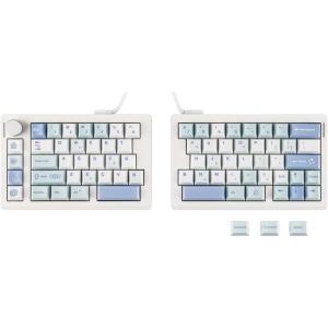 imageEPOMAKER Split70 Wireless Ergonomic Keyboard with QMKVIA and Knob Mechanical Gaming Keyboard with RGB HotSwap Creamy Linear Switch PBT Keycap Mac Modifier Gasket 70 Split Layout BlackWhite