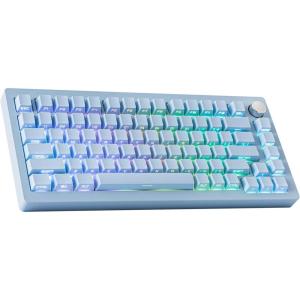 imageEPOMAKER Tide75 QMKVIA Wireless 75 Aluminum Mechanical Keyboard Programmable Creamy Gaming Keyboard Bluetooth24GhzUSBC with FR4 Plate for WinMac Blue Lemon SwitchBlue