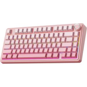 imageEPOMAKER X Aula F75 75 Wireless Gaming Keyboard Bluetooth24GHzUSBC Hot Swappable Creamy Mechanical Keyboard with 5Layer PaddingampampKnob NKRO RGB PinkPink