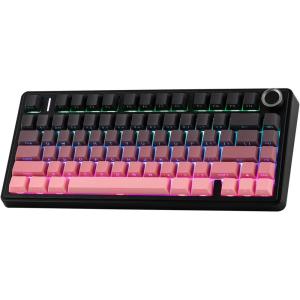 imageEPOMAKER X Aula F75 75 Wireless Gaming Keyboard Bluetooth24GHzUSBC Hot Swappable Creamy Mechanical Keyboard with 5Layer PaddingampampKnob NKRO RGB PinkBlack Pink