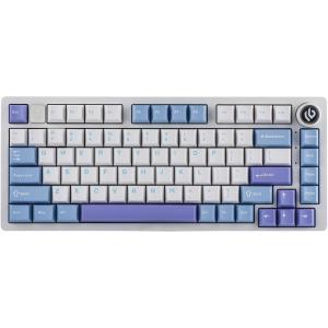 imageEPOMAKER x LEOBOG Hi75 Aluminum Alloy Wired Mechanical Keyboard Programmable GasketMounted Gaming Keyboard with ModeSwitching Knob Hot Swappable NKRO RGB White Purple Nimbus V3 SwitchWhite Purple  Cherry Profile