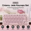 imageEPOMAKER Creamy Jade PBT Keycaps 142 Keys Double Shot Cherry Profile 607596Full Size Custom Keyboard Keycaps Set for Mechanical Gaming Keyboard BluePink