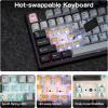 imageEPOMAKER TH108 PRO Full Size Mechanical Keyboard with Screen ampamp Knob Wireless Gaming Keyboard with 10000mAh Creamy Gasket Hot Swap Custom Driver RGB Backlight White Sea Salt SilentBlack