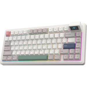 imageEPOMAKER RT82 Wireless Mechanical Keyboard with Screen VIA Custom 24GHzUSBCBT50 RGB Backlit Gasket 5Paddings PBT Keycaps HotSwap Retro Gaming Keyboard Creamy JadeCreamy Jade
