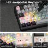 imageEPOMAKER TH99 PRO 96 Mechanical Keyboard with Screen amp Knob 10000mAh 24GhzBT Hot Swap Custom Driver RGB Backlight PBT Keycap Wireless Gaming Keyboard for PCMac Pink Sea Salt SilentBlack