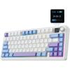 imageEPOMAKER X Aula F75 MAX Wireless Mechanical Keyboard with TFT Screen and Knob Gasket Keyboard in 75 Layout Hot Swappable Gaming Keyboard for PCMacLinux White PinkBlueWhitePurple