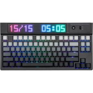 imageEPOMAKER DynaTab 75X Wireless Gaming Keyboard with Custom DotMatrix RGB LED Screen Hot Swap GasketMounted Mechanical Keyboard Bluetooth24GUSBC Custom Keyboard Black Wisteria Linear SwitchBlack Grey