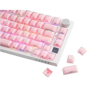 imageEPOMAKER Lusterfly Jelly Keycaps Set  123 Keys DoubleShot Laser Engraved MDA Profile ABSPC NonShineThrough MXCompatible for 6168848798100104Key Mechanical Keyboard BlackPink