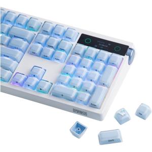 imageEPOMAKER Lusterfly Jelly Keycaps Set  123 Keys DoubleShot Laser Engraved MDA Profile ABSPC NonShineThrough MXCompatible for 6168848798100104Key Mechanical Keyboard BlackBlue