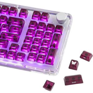 imageEPOMAKER Lusterfly Jelly Keycaps Set  123 Keys DoubleShot Laser Engraved MDA Profile ABSPC NonShineThrough MXCompatible for 6168848798100104Key Mechanical Keyboard BlackRed