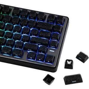 imageEPOMAKER Lusterfly Jelly Keycaps Set  123 Keys DoubleShot Laser Engraved MDA Profile ABSPC NonShineThrough MXCompatible for 6168848798100104Key Mechanical Keyboard BlackBlack