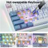 imageEPOMAKER TH108 PRO Full Size Mechanical Keyboard with Screen amp Knob Wireless Gaming Keyboard with 10000mAh Creamy Gasket Hot Swap Custom Driver RGB Backlight NKRO Pink Sea Salt SilentWhite
