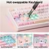 imageEPOMAKER TH108 PRO Full Size Mechanical Keyboard with Screen amp Knob Wireless Gaming Keyboard with 10000mAh Creamy Gasket Hot Swap Custom Driver RGB Backlight NKRO Pink Sea Salt SilentPink