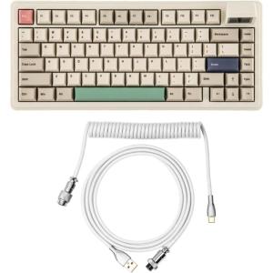 imageEPOMAKER RT82 Wireless Mechanical Keyboard with ScreenMix 18m Coiled Keyboard Cable