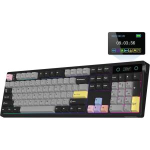imageEPOMAKER TH108 PRO Full Size Mechanical Keyboard with Screen amp Knob Wireless Gaming Keyboard with 10000mAh Creamy Gasket Hot Swap Custom Driver RGB Backlight NKRO Pink Sea Salt SilentBlack