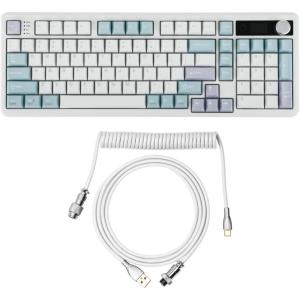 imageEPOMAKER TH99 PRO 96 Mechanical Keyboard with Screen amp KnobMix 18m Coiled Keyboard Cable