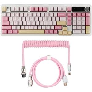 imageEPOMAKER TH99 PRO 96 Mechanical Keyboard with Screen amp KnobPuff Aviator Coiled USB Cable