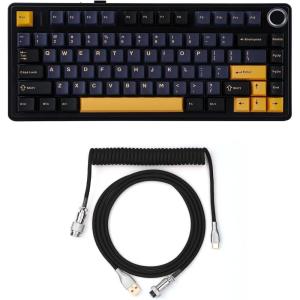 imageEPOMAKER x Aula F75 Gasket Mechanical KeyboardMix 18m Coiled Keyboard Cable with Detachable Metal Aviator
