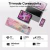imageEPOMAKER Aula S102 PRO Membrane Gaming Keyboard with TFT Screen Volume Knob amp Number Pad BT24GUSB RGB Backlit Creamy Silicone Structure Silent Keyboard for PC GameOffice GreyPink