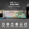 imageEPOMAKER Aula S102 PRO Membrane Gaming Keyboard with TFT Screen Volume Knob amp Number Pad BT24GUSB RGB Backlit Creamy Silicone Structure Silent Keyboard for PC GameOffice GreyGrey