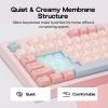 imageEPOMAKER Aula S102 PRO Membrane Gaming Keyboard with TFT Screen Volume Knob amp Number Pad BT24GUSB RGB Backlit Creamy Silicone Structure Silent Keyboard for PC GameOffice GreyPink