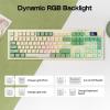 imageEPOMAKER Aula S102 PRO Membrane Gaming Keyboard with TFT Screen Volume Knob amp Number Pad BT24GUSB RGB Backlit Creamy Silicone Structure Silent Keyboard for PC GameOffice GreyYellow