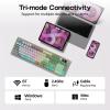 imageEPOMAKER Aula S102 PRO Membrane Gaming Keyboard with TFT Screen Volume Knob amp Number Pad BT24GUSB RGB Backlit Creamy Silicone Structure Silent Keyboard for PC GameOffice GreyGrey