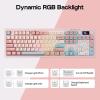 imageEPOMAKER Aula S102 PRO Membrane Gaming Keyboard with TFT Screen Volume Knob amp Number Pad BT24GUSB RGB Backlit Creamy Silicone Structure Silent Keyboard for PC GameOffice GreyPink