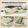 imageEPOMAKER Aula S102 PRO Membrane Gaming Keyboard with TFT Screen Volume Knob amp Number Pad BT24GUSB RGB Backlit Creamy Silicone Structure Silent Keyboard for PC GameOffice GreyYellow