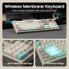 imageEPOMAKER Aula S102 PRO Membrane Gaming Keyboard with TFT Screen Volume Knob amp Number Pad BT24GUSB RGB Backlit Creamy Silicone Structure Silent Keyboard for PC GameOffice GreyGrey