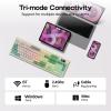 imageEPOMAKER Aula S102 PRO Membrane Gaming Keyboard with TFT Screen Volume Knob amp Number Pad BT24GUSB RGB Backlit Creamy Silicone Structure Silent Keyboard for PC GameOffice GreyYellow