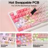 imageEPOMAKER QK108 Full Size Mechanical Keyboard with Screen amp Knob 8000mAh CreamyampThocky Gasket RGB Backlit Mac Keycap Wireless Gaming Keyboard for MacWin Pink Creamy JadePink