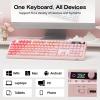 imageEPOMAKER TH108 V2 PRO Full Size Mechanical Keyboard with ScreenampKnob 10000mAh BT24Ghz Mac Modifier PBT Keycap Hot Swap RGB Gasket Wireless Gaming Keyboard for MacPC Black Creamy JadePink
