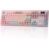 imageEPOMAKER Aula S102 PRO Membrane Gaming Keyboard with TFT Screen Volume Knob amp Number Pad BT24GUSB RGB Backlit Creamy Silicone Structure Silent Keyboard for PC GameOffice GreyPink