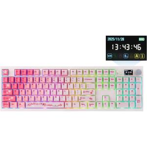 imageEPOMAKER QK108 Full Size Mechanical Keyboard with Screen amp Knob 8000mAh CreamyampThocky Gasket RGB Backlit Mac Keycap Wireless Gaming Keyboard for MacWin Pink Creamy JadePink
