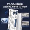 imageEPOMAKER P75 75 Wireless Aluminum Mechanical Keyboard with Metal KnobPuff White Type C Detachable Mechanical Gaming Keyboard Cable