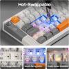 imageEPOMAKER RT85 Wireless Mechanical Keyboard with Joystick amp DIY Screen 8000mAh BTUSB24Ghz Gasket 5Layer Paddings HotSwap PBT Keycap 75 Gaming Keyboard Retro White Crystal SwitchRetro White