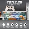 imageEPOMAKER RT85 Wireless Mechanical Keyboard with Joystick amp DIY Screen 8000mAh BTUSB24Ghz Gasket 5Layer Paddings HotSwap PBT Keycap 75 Gaming Keyboard Retro White Crystal SwitchRetro White