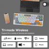 imageEPOMAKER RT85 Wireless Mechanical Keyboard with Joystick amp DIY Screen 8000mAh BTUSB24Ghz Gasket 5Layer Paddings HotSwap PBT Keycap 75 Gaming Keyboard Retro White Crystal SwitchRetro White