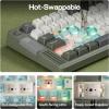 imageEPOMAKER RT85 Wireless Mechanical Keyboard with Joystick amp DIY Screen 8000mAh BTUSB24Ghz Gasket 5Layer Paddings HotSwap PBT Keycap 75 Gaming Keyboard Retro White Crystal SwitchArmy Green